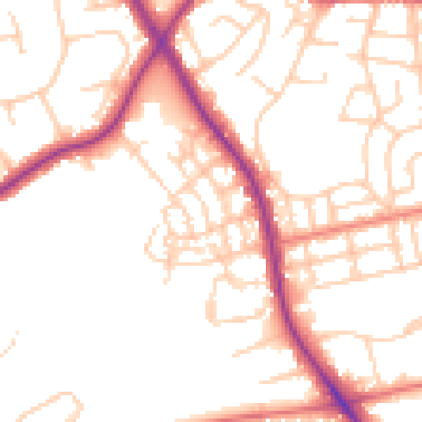 Daytime road noise heatmap for M25 9WQ