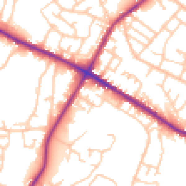Daytime road noise heatmap for M28 0AU
