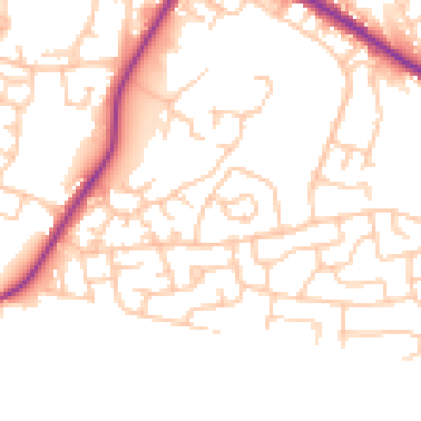 Daytime road noise heatmap for M28 0HF