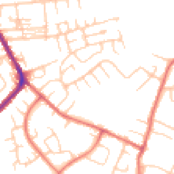 Daytime road noise heatmap for M34 7TJ
