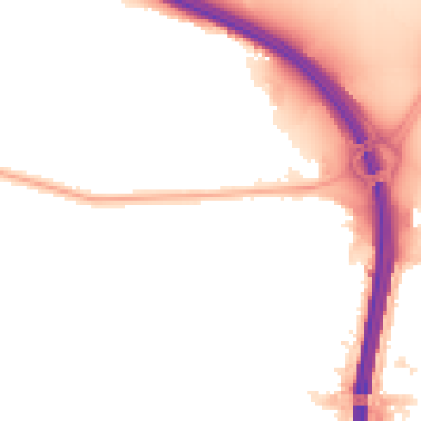 Night-time road noise heatmap for M41 0PW