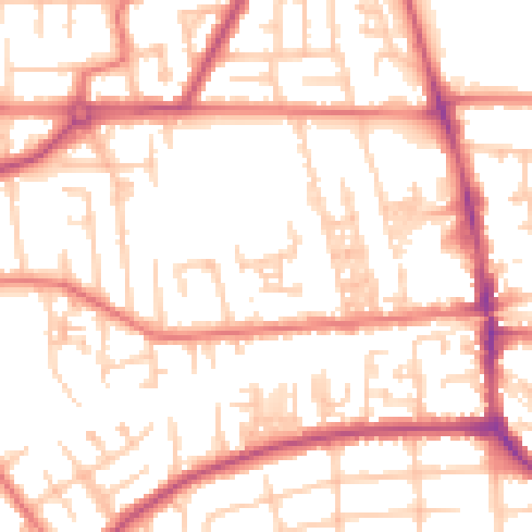 Daytime road noise heatmap for M41 5AJ