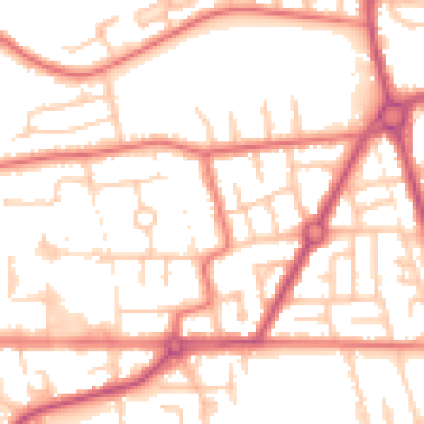 Daytime road noise heatmap for M41 5TJ