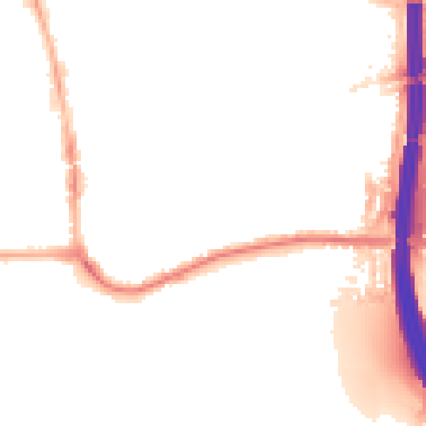 Night-time road noise heatmap for M41 9AQ