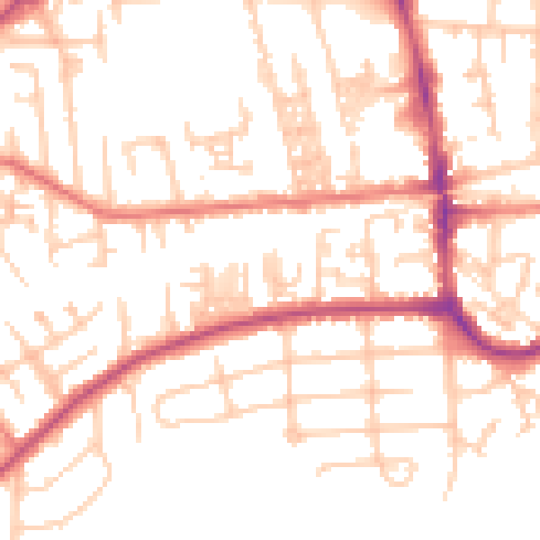Daytime road noise heatmap for M41 9DA