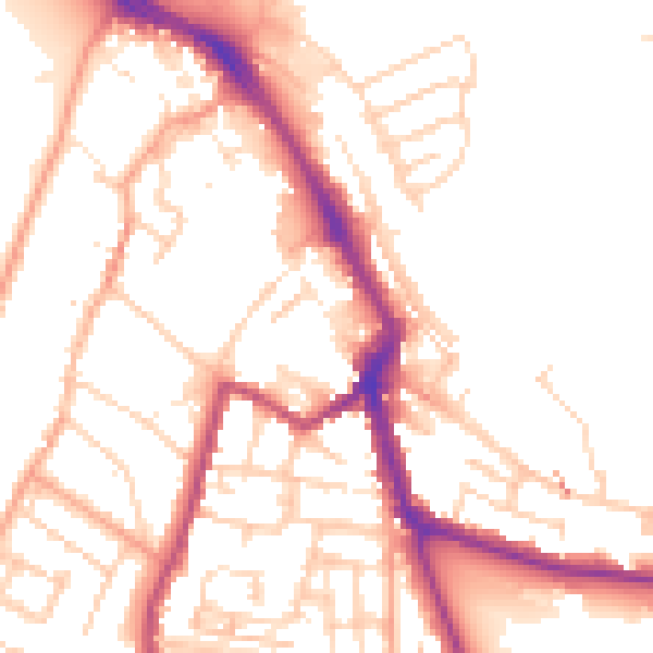 Daytime road noise heatmap for ME1 1EX