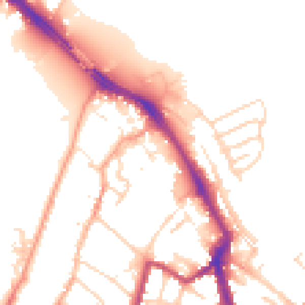 Daytime road noise heatmap for ME1 1LX