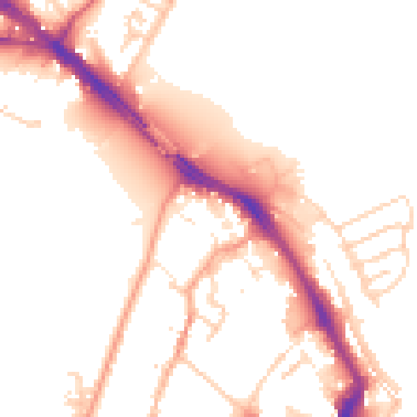 Daytime road noise heatmap for ME1 1PT