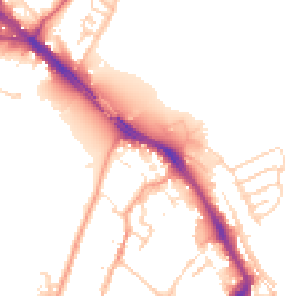 Daytime road noise heatmap for ME1 1PY