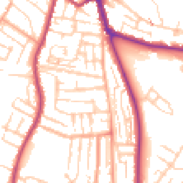 Daytime road noise heatmap for ME1 2DU