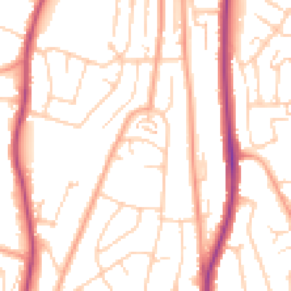 Daytime road noise heatmap for ME1 2LL