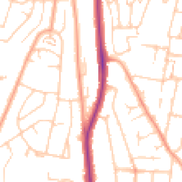 Daytime road noise heatmap for ME1 2PQ
