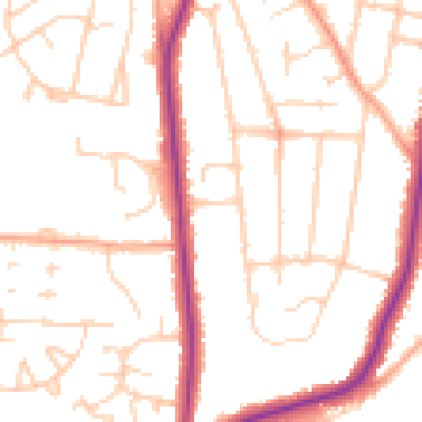 Daytime road noise heatmap for ME1 2TG