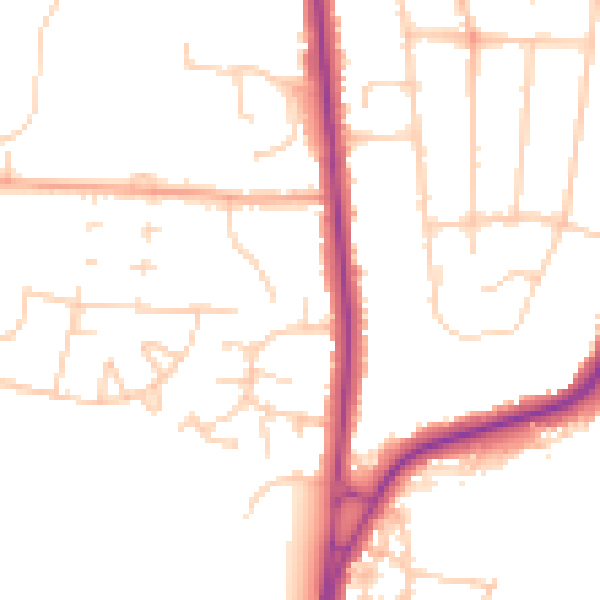 Daytime road noise heatmap for ME1 2TY