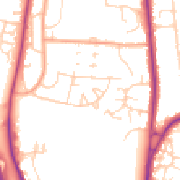 Daytime road noise heatmap for ME1 2XB