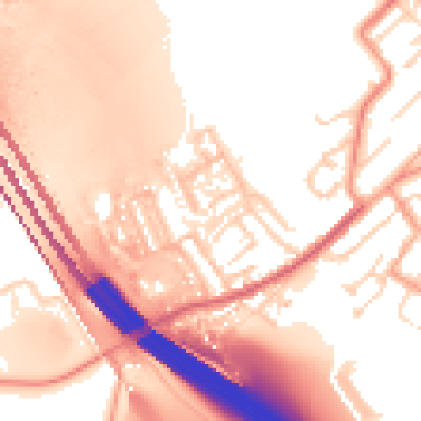 Daytime road noise heatmap for ME1 3GY