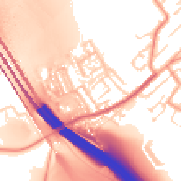 Daytime road noise heatmap for ME1 3HY