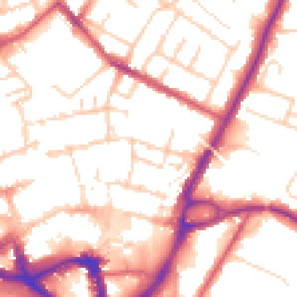 Daytime road noise heatmap for ME14 1EE