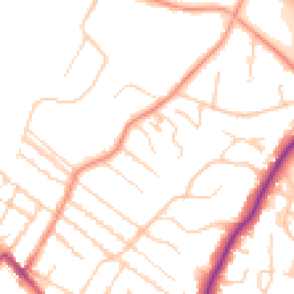 Daytime road noise heatmap for ME14 2AQ