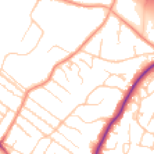 Daytime road noise heatmap for ME14 2AW