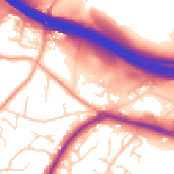 Daytime road noise heatmap for ME14 2DQ