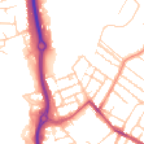 Daytime road noise heatmap for ME14 2XJ