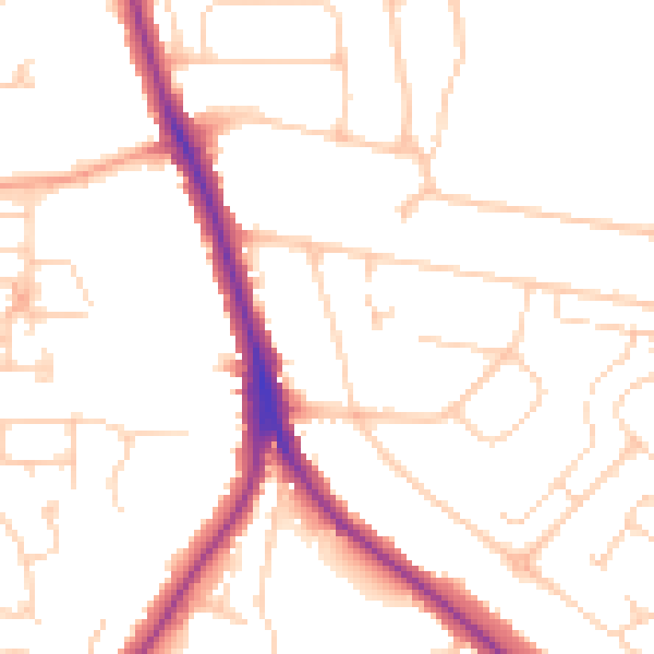 Daytime road noise heatmap for ME15 7DY