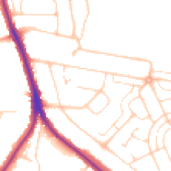 Daytime road noise heatmap for ME15 7ED