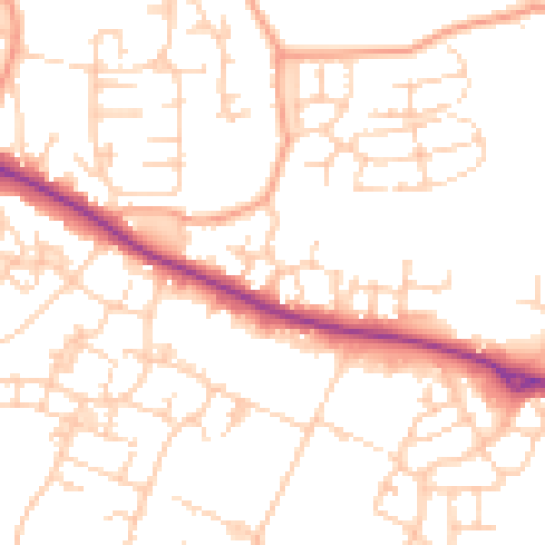 Daytime road noise heatmap for ME15 8FY