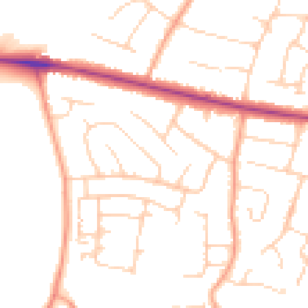 Daytime road noise heatmap for ME15 8LA