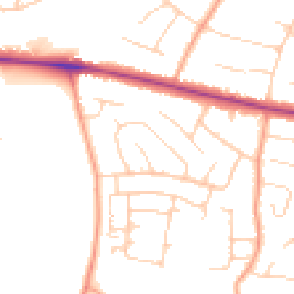 Daytime road noise heatmap for ME15 8LD