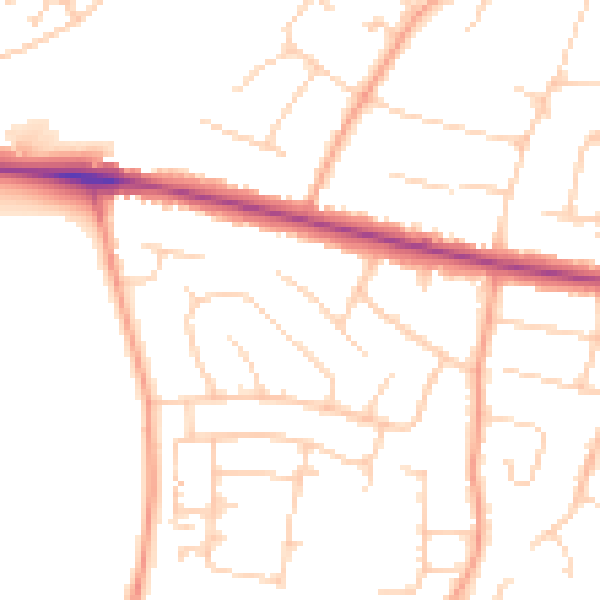 Daytime road noise heatmap for ME15 8NR