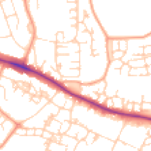 Daytime road noise heatmap for ME15 8TX