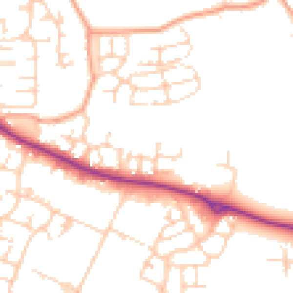 Daytime road noise heatmap for ME15 8WR