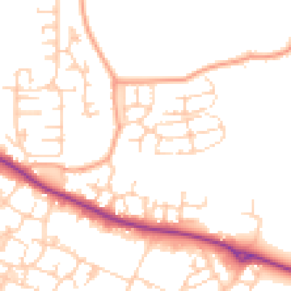 Daytime road noise heatmap for ME15 8YY