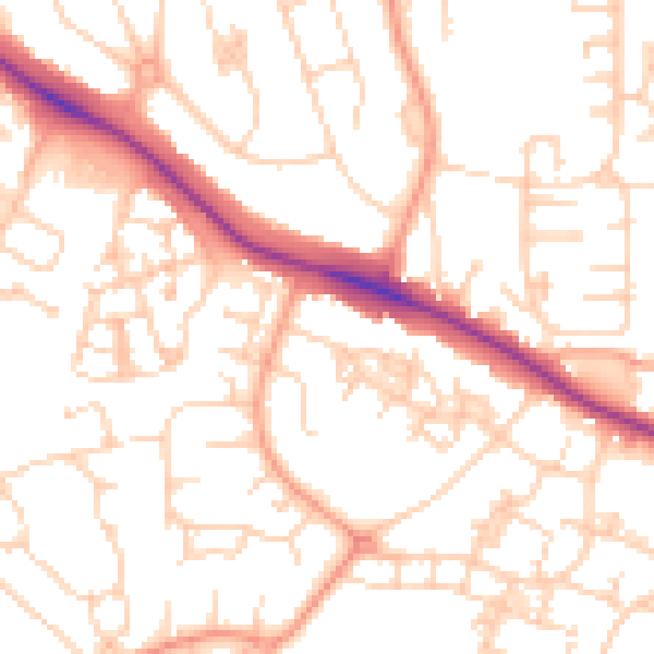 Daytime road noise heatmap for ME15 9DY