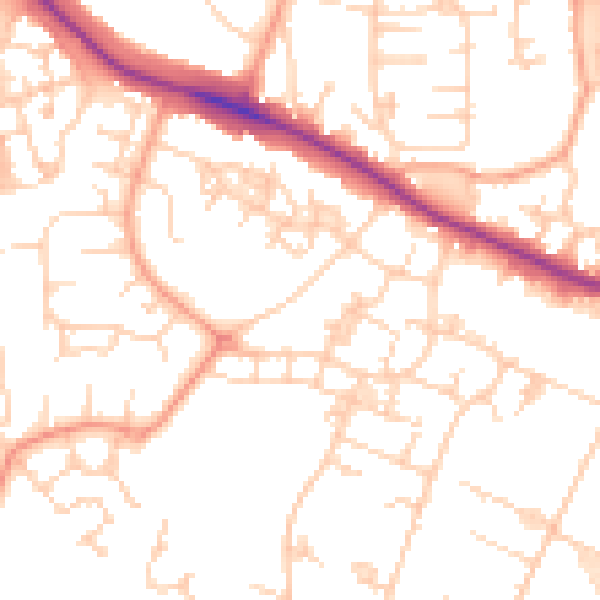 Daytime road noise heatmap for ME15 9EZ