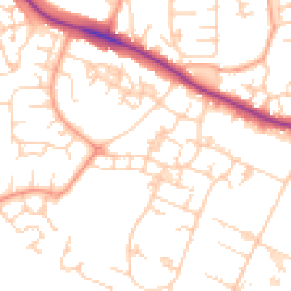 Daytime road noise heatmap for ME15 9JN
