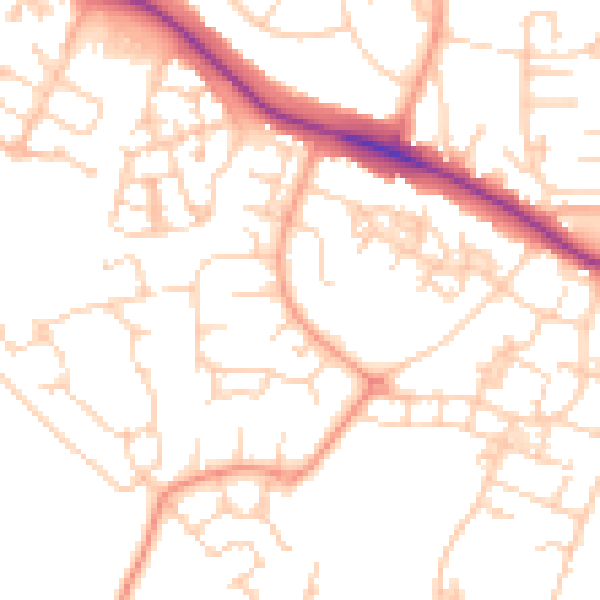 Daytime road noise heatmap for ME15 9JU