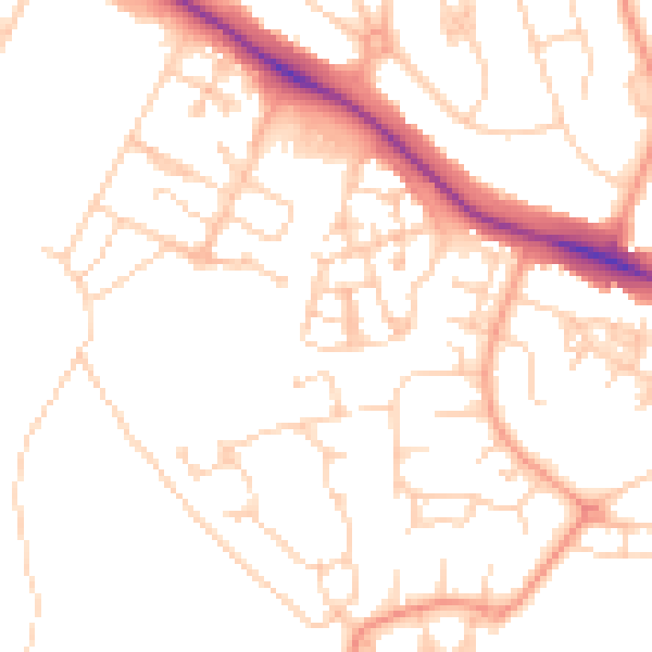 Daytime road noise heatmap for ME15 9ZE