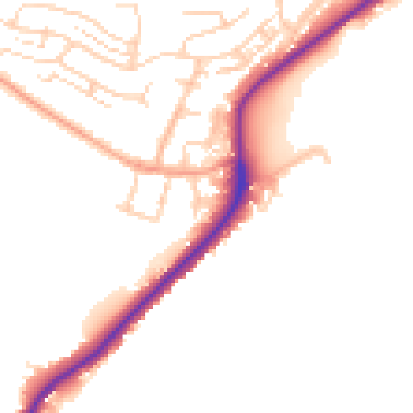 Daytime road noise heatmap for ME2 1LW