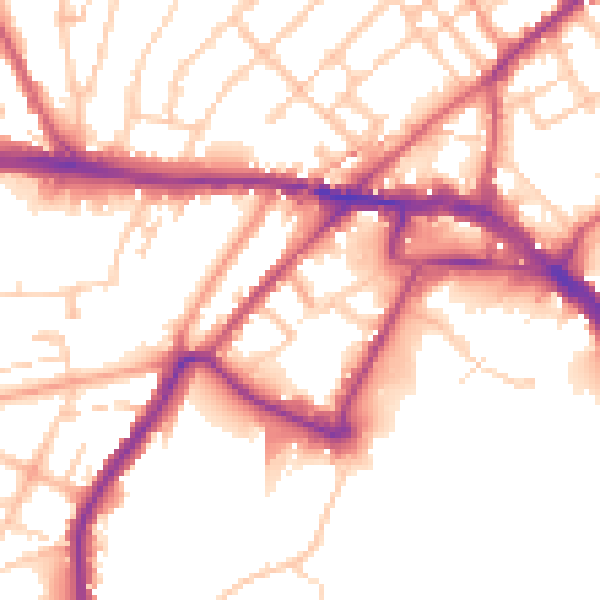Daytime road noise heatmap for ME2 2BJ