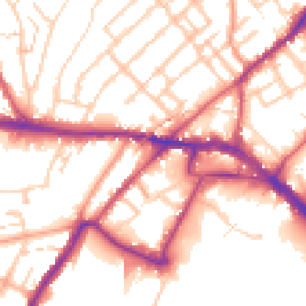 Daytime road noise heatmap for ME2 2BT