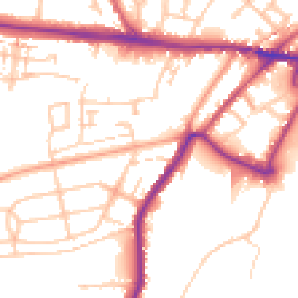Daytime road noise heatmap for ME2 2EU