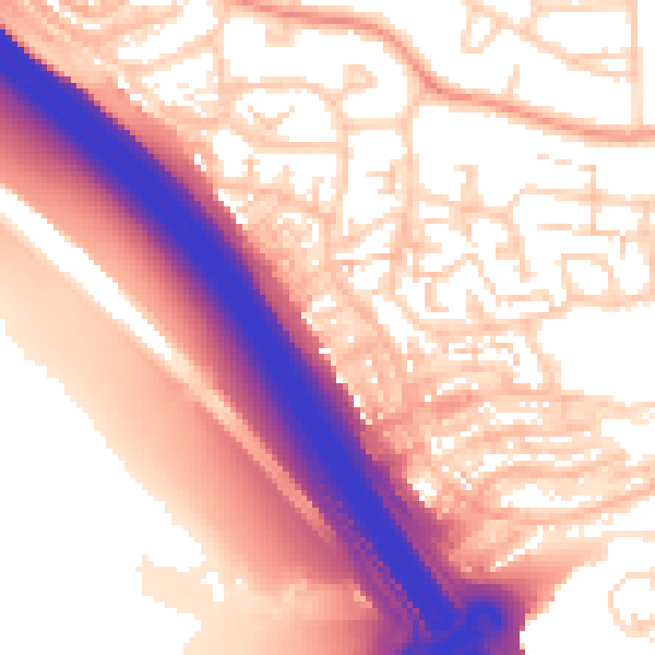 Daytime road noise heatmap for ME2 2QG