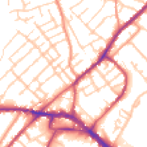 Daytime road noise heatmap for ME2 3DY