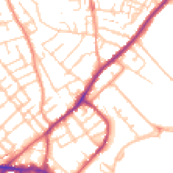 Daytime road noise heatmap for ME2 3EB