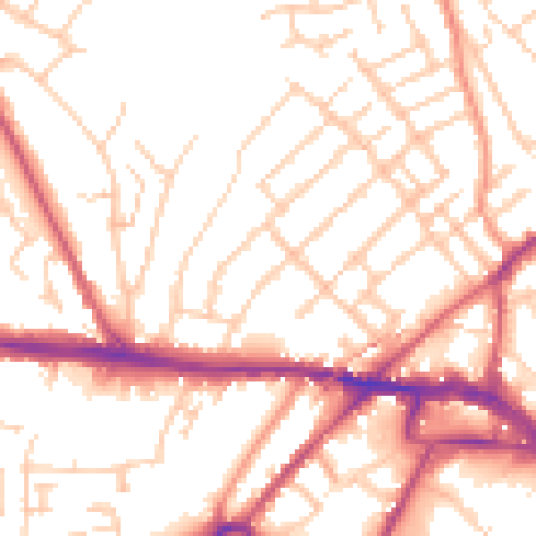 Daytime road noise heatmap for ME2 3HA