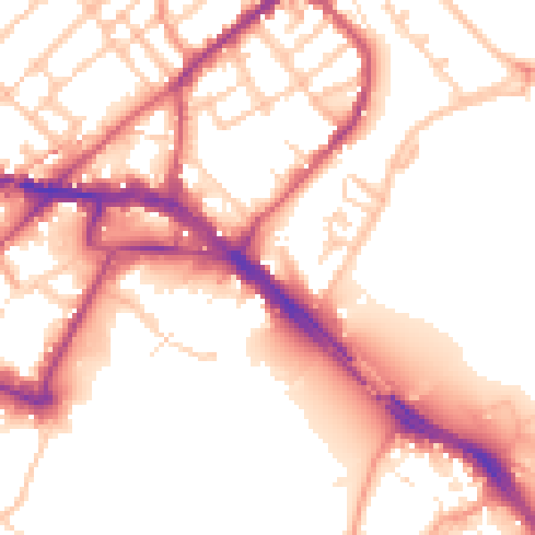 Daytime road noise heatmap for ME2 4AP