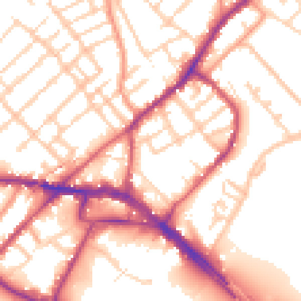 Daytime road noise heatmap for ME2 4DE